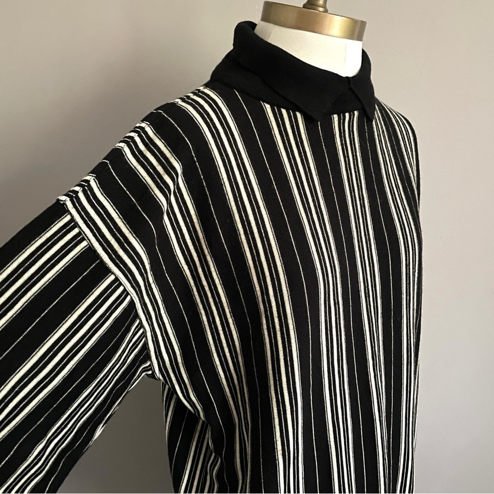 Vintage Versus Gianni Versace Black White Striped Wool Pullover Sweater - S/M - Picture 4 of 11